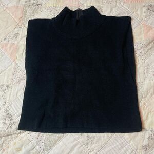 national vintage black mock neck crop top with zip up neckline medium
